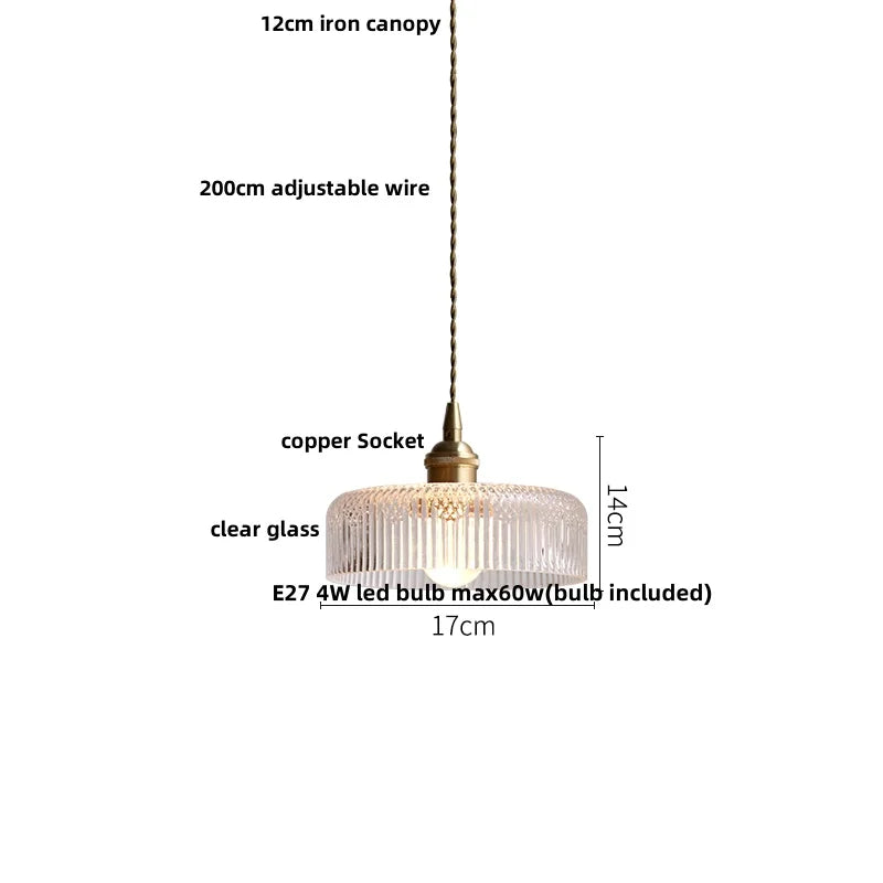DecorBites™ Clear Glass Copper LED Pendant Lamp for Home Decor and Lighting
