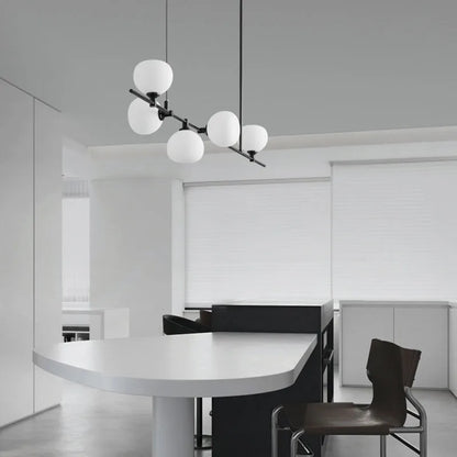DecorBites™ Brass and White Glass Pendant Lamp with Adjustable Height