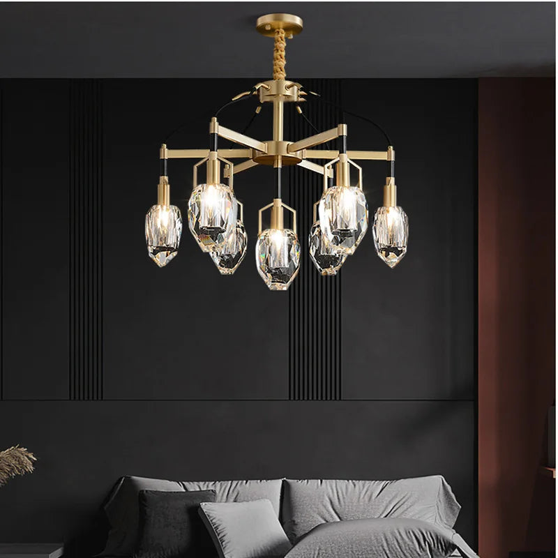 DecorBites™ Crystal Chandelier Ceiling Light Modern Design for Living Room Dining Area