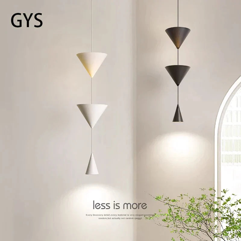 DecorBites™ Cone Long LED Pendant Chandelier for Modern Bedroom, White/Black Variant
