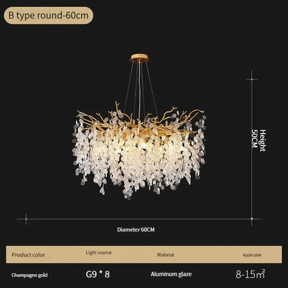 DecorBites™ Crystal LED Chandelier: Luxury Pendant Lamp for Home Decor
