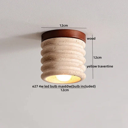 DecorBites™ LED Wood Yellow Travertine Ceiling Light - Modern Style for Home Decor