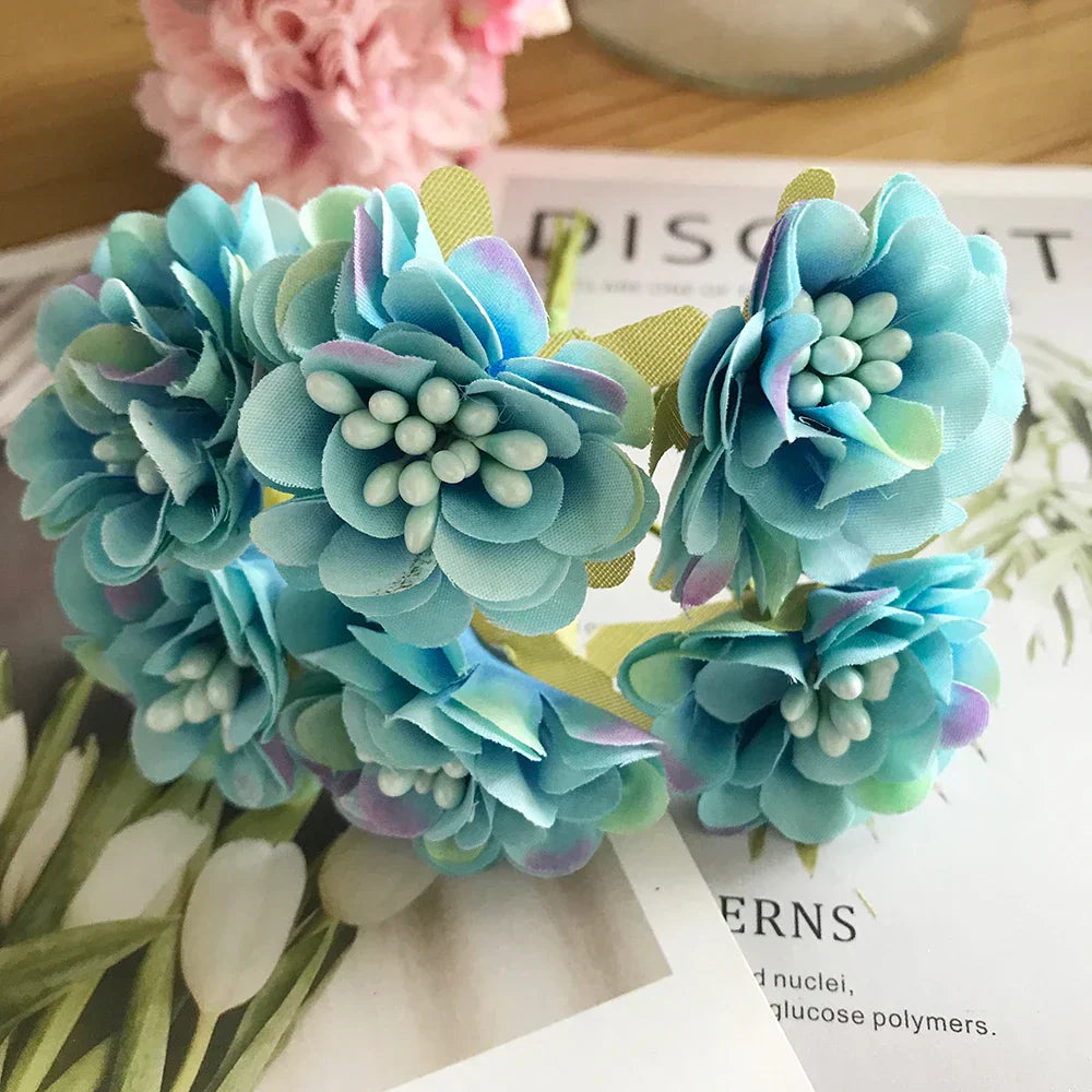 DecorBites™ Blue Flower Cherry Stamen Berries Bundle for DIY Christmas Wedding Decor