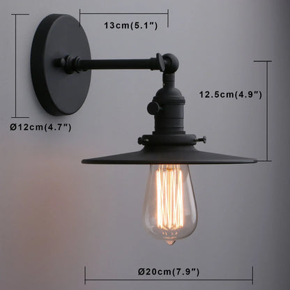 DecorBites™ Antique Finish 1-Light Industrial Wall Sconce with 7.87" Canopy and ON/Off Button
