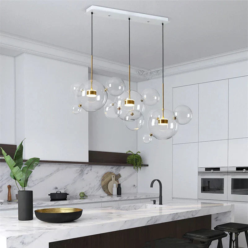 DecorBites™ Glass Bubble Ball LED Chandelier Mickey Light for Modern Indoor Spaces