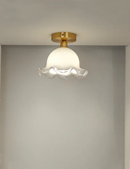 DecorBites™ Antique Glass Ceiling Light: Elegant French Design, Unique Modern Brass Luminaria
