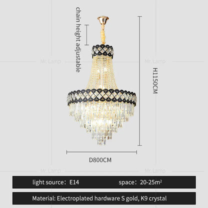 DecorBites™ Crystal Chandelier Spiral Staircase Hall Lamp Duplex Living Room Hardware Texture
