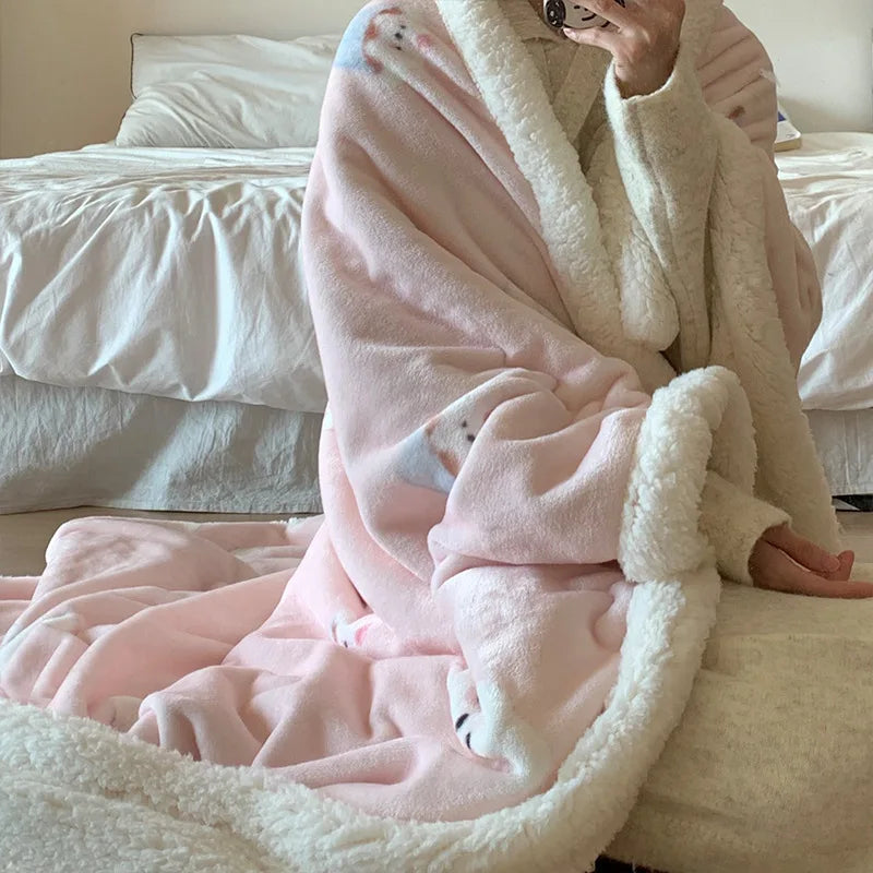 DecorBites™ Korean Cartoon Plush Blanket, Soft Nap Sofa Cover for Home Dormitory