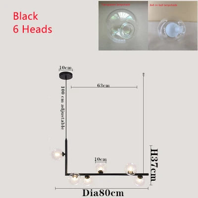 DecorBites™ Double Glass Lampshade Chandelier with LED Suspension – Stylish Ceiling Fixture for Dining Room