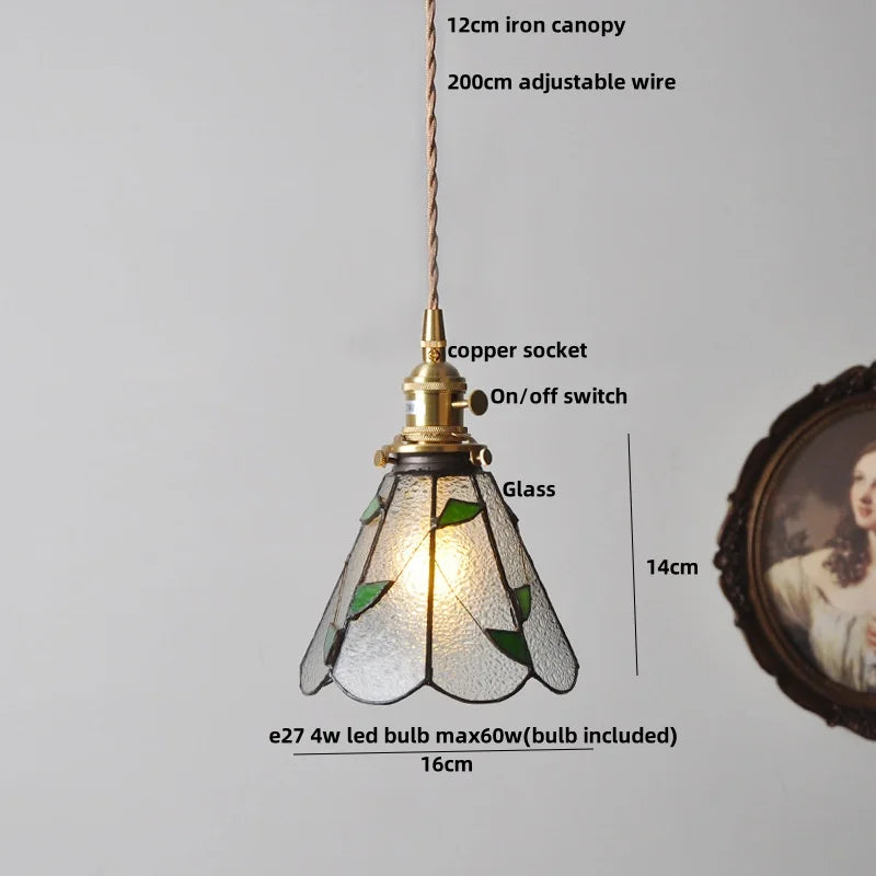 DecorBites™ Colorful Glass Tiffany Style LED Pendant Lamp, Modern Hanging Light Fixture