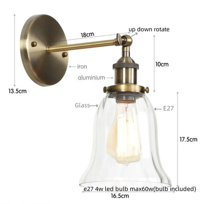 DecorBites™ Industrial Clear Glass Wall Sconce Light for Stair, Foyer, Bedroom.