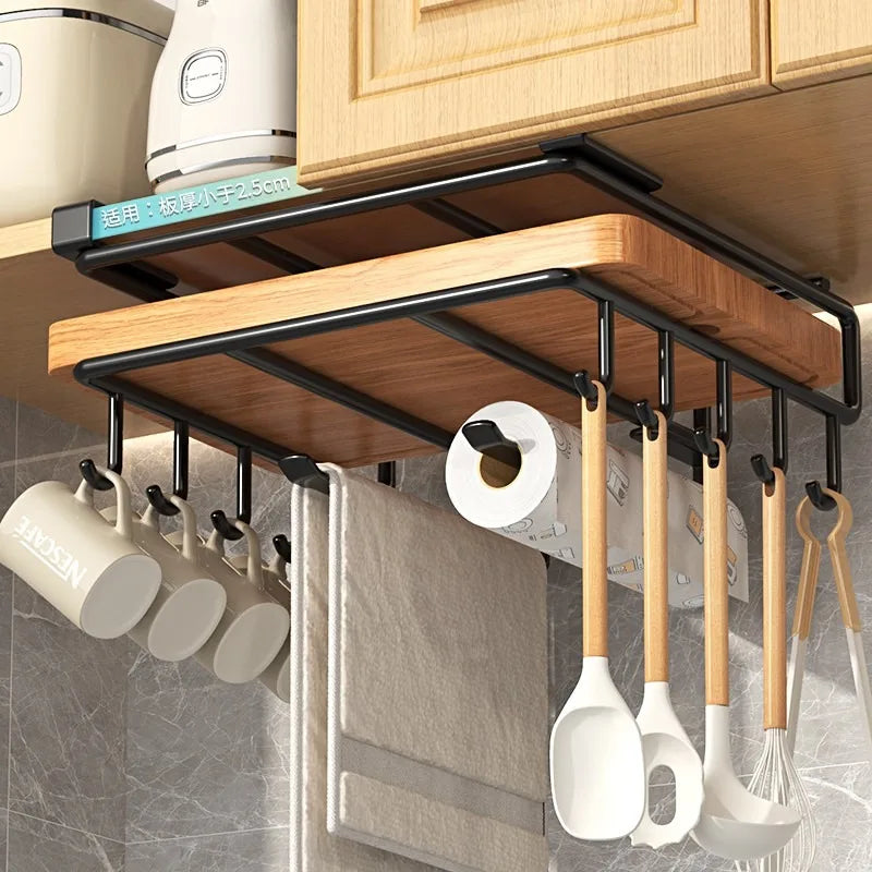 ™ Kitchen Rack: Cupboard Paper Towel Rags Hanger with Hooks