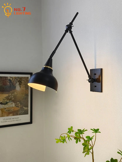 DecorBites™ Brass Black Swing Arm Wall Lamp LED E14 for Kitchen Study Bedroom