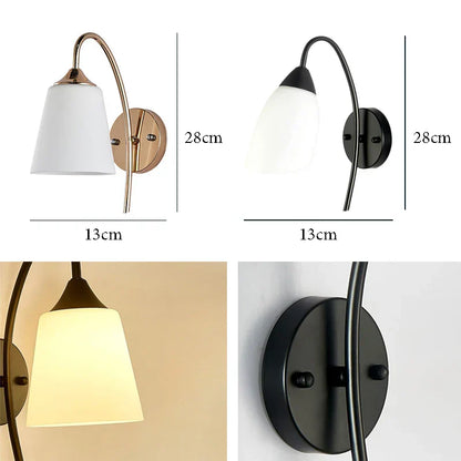 DecorBites™ Gold Glass Wall Lamp Bedroom Sconce for Hotel Living Room Aisle Staircase