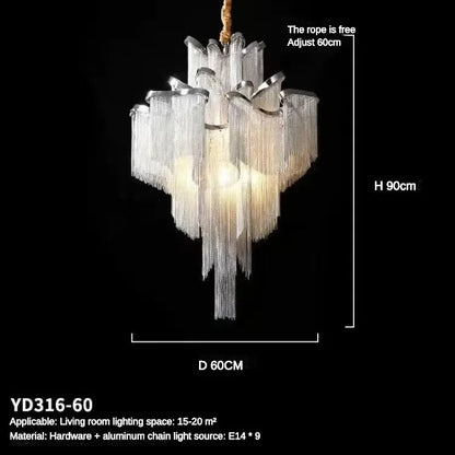DecorBites™ LED Flower Tassels Ceiling Chandelier for Living Room, Staircase - Elegant Villa Pendant Light