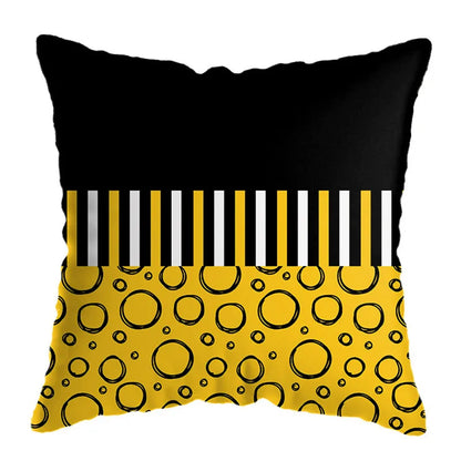 DecorBites™ Geometric Deer Print Pillowcase 45x45cm - Yellow Home Decor