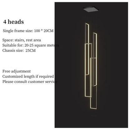 DecorBites™ LED Stair Chandelier: Luxury Loft Geometry Pendant Lamps for Modern Living