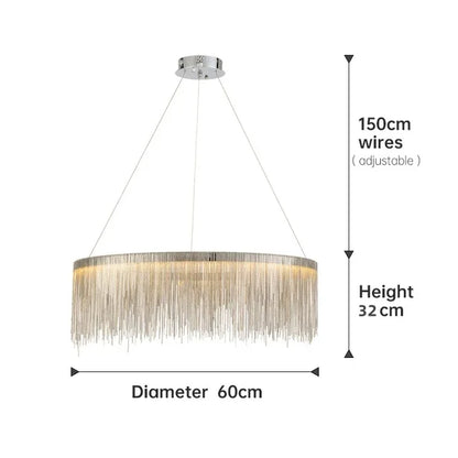 DecorBites™ Gold Chain Chandelier Pendant Light w/ Remote, Modern Tassel Design for Kitchen & Living Room