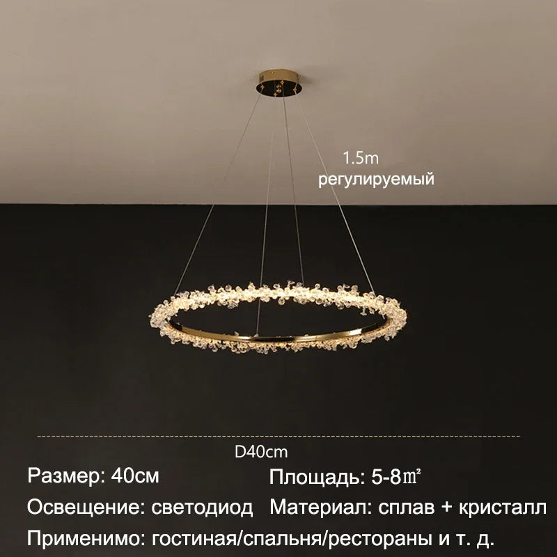 ™ Golden Crystal LED Round Chandelier for Luxury Indoor Lighting