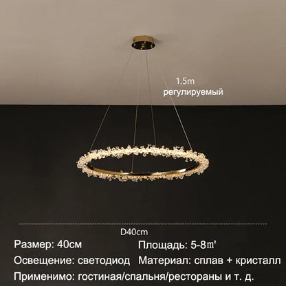 ™ Golden Crystal LED Round Chandelier for Luxury Indoor Lighting