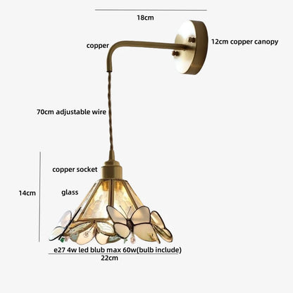 DecorBites™ Butterfly Glass Wall Light Fixture LED Wire Adjustable Lamp