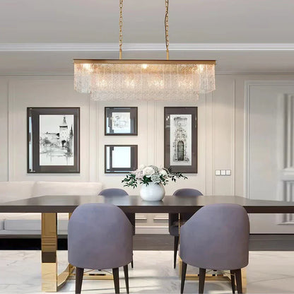 DecorBites™ Crystal LED Chandelier: Minimalist Luxury Lighting for Dinning Table