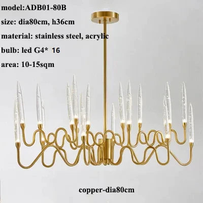 DecorBites™ Crystal Branch Chandelier: Nordic LED Pendant Light for Home Décor & Wedding Lighting