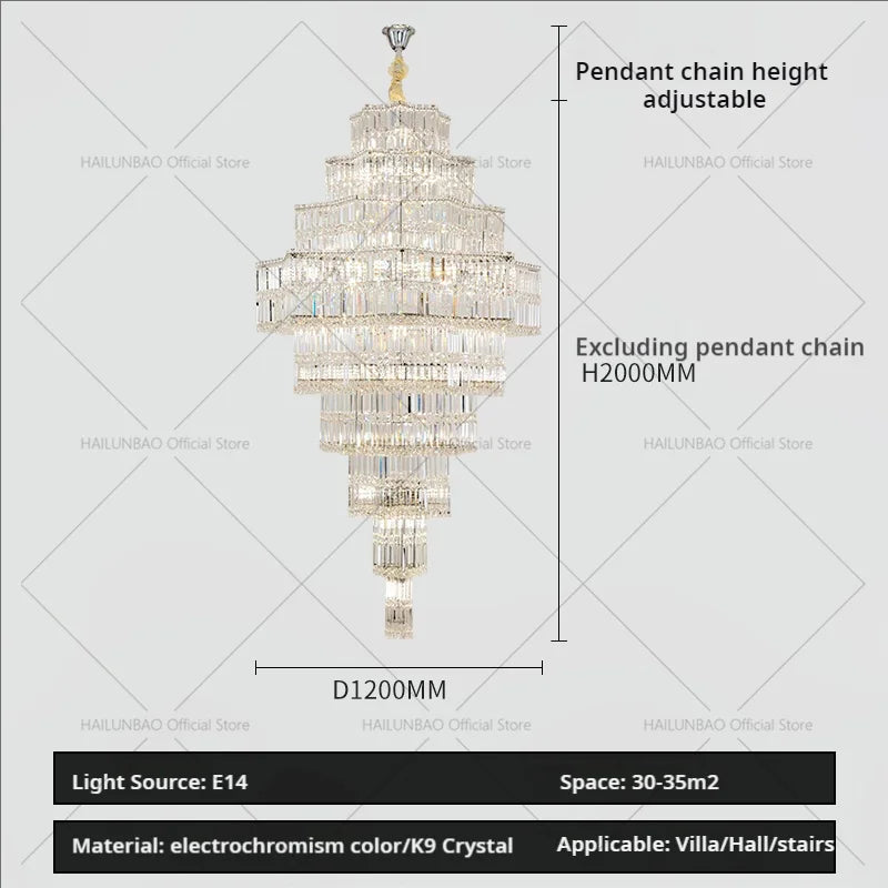 DecorBites™ Crystal Chandelier for Living Room in European Duplex Villa with Post-Modern Hall Luxury