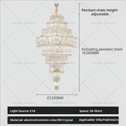 DecorBites™ Crystal Chandelier for Living Room in European Duplex Villa with Post-Modern Hall Luxury