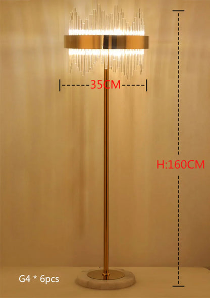DecorBites™ Crystal Gold Floor Lamp for Bedroom & Living Room - Modern Luxury LED Light