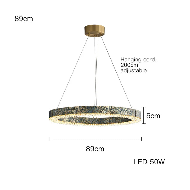DecorBites™ Blue Copper Crystal LED Ceiling Chandelier for Dinning Room