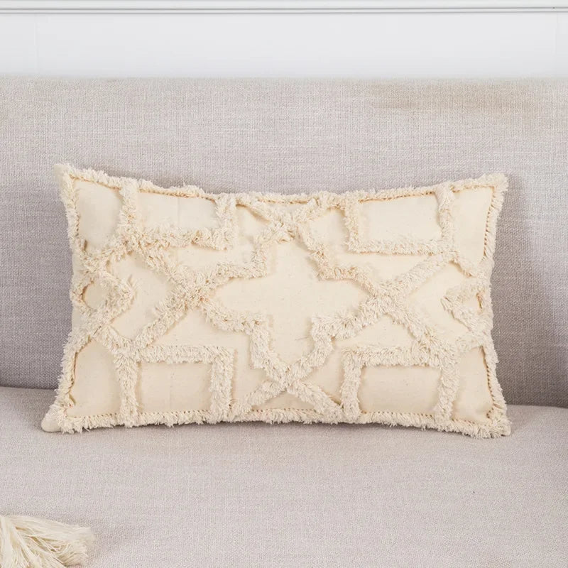 DecorBites™ Beige Boho Style Cushion Cover 45x45/30x50cm - Handmade Square Pillow Case