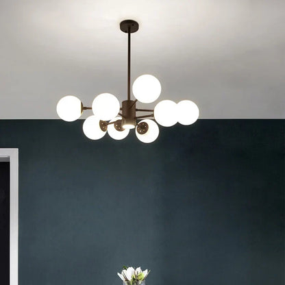 DecorBites™ Glass Ball Chandelier - Art Deco Black Pendant Lighting for Home Dining Room