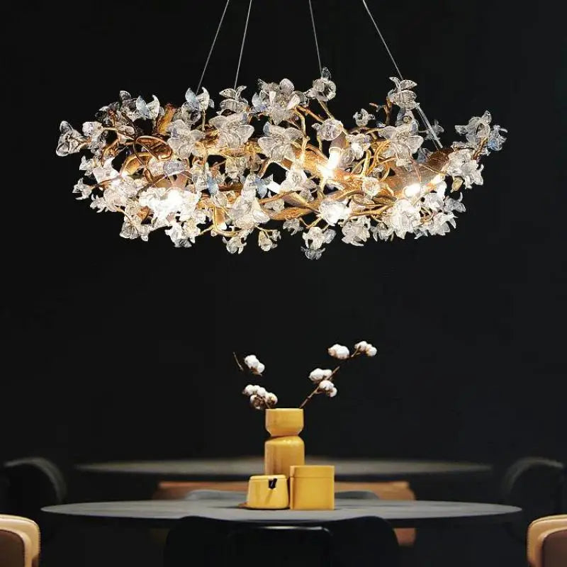 ™ Kapok Flower Glass Crystal Chandelier for Living Room Dining Bedroom