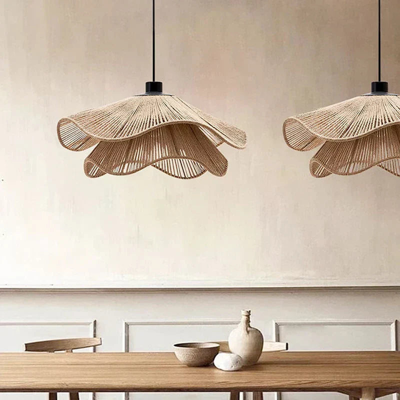 ™ Hemp Rope Ceiling Chandelier, Nordic Minimalist LED Pendant Lights for Dining Room