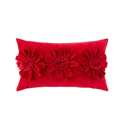 DecorBites™ 3D Velvet Flower Pillow Covers in Yellow Beige 45x45cm