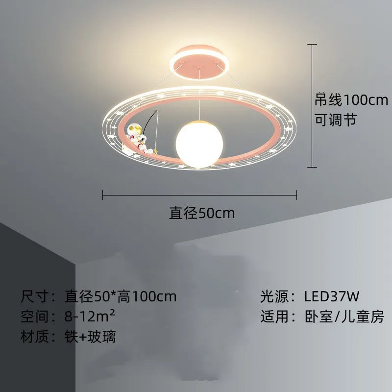 DecorBites™ Astronaut LED Chandeliers: Remote-controlled Ceiling Pendant for Children's Room, Boy's Study, Nursery