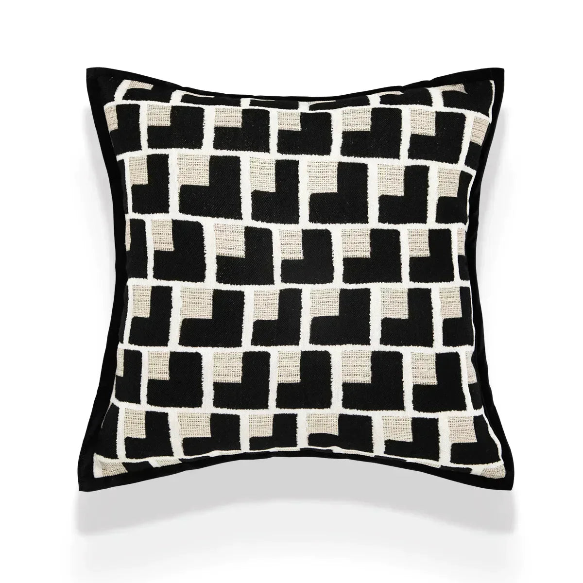 DecorBites™ Geometric Texture Black Gold Cushion Cover for Elegant Living Room Decor