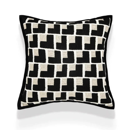 DecorBites™ Geometric Texture Black Gold Cushion Cover for Elegant Living Room Decor