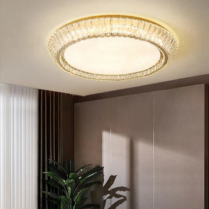 DecorBites™ Gold Crystal Ceiling Light: Nordic Modern Round Lighting Fixture for Bedroom and Restaurant