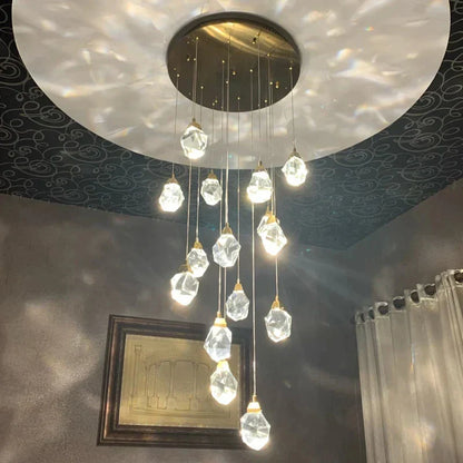 DecorBites™ Diamond Crystal Ball Chandelier LED Hanging Lamp Gold Fixture