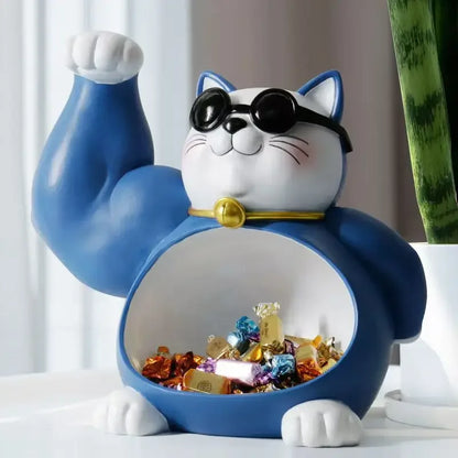 DecorBites™ Lucky Cat Remote Control Organizer Resin Figurine Modern Home Decor