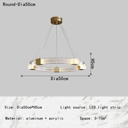 DecorBites™ LED Chandelier with Acrylic Lampshade for Living Room Dining Bedroom Lighting