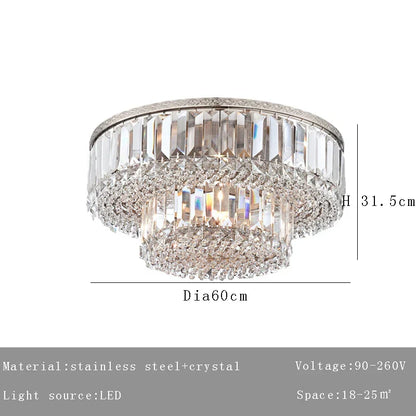 ™ Large Crystal Chandelier Chrome Hanging Lamp for Dining Room Decor