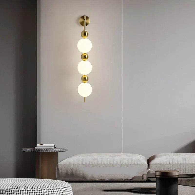 DecorBites™ LED Wall Sconce White Acrylic Ball Gold Metal Bedroom Lighting