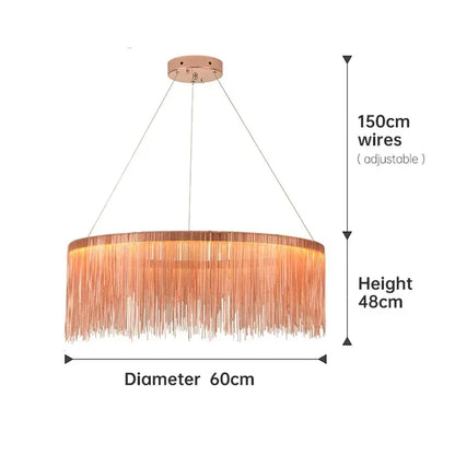 DecorBites™ LED Aluminum Tassel Chandelier: Modern Waterfall Pendant Light for Living Room, Hotel, Hall