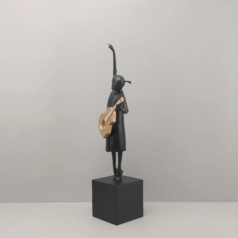 Abstract Guitarist Resin Sculptures by DecorBites™: Musical Instrument Decor for Home