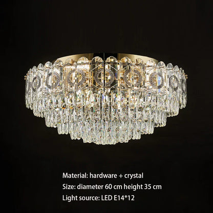 DecorBites™ Crystal Ceiling Lamp: Modern Simple Golden Round Light for Living Room, Bedroom, Study