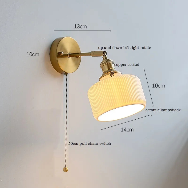DecorBites™ Ceramic Wall Sconce with Adjustable Iron Arm for Living Room Décor