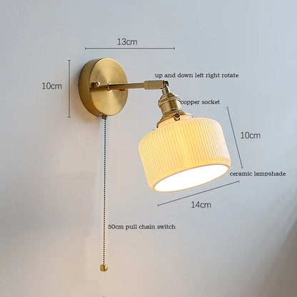 DecorBites™ Ceramic Wall Sconce with Adjustable Iron Arm for Living Room Décor